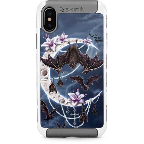 Gothic Moon with Bats and Flowers by Sarah Richter iPhone Cases